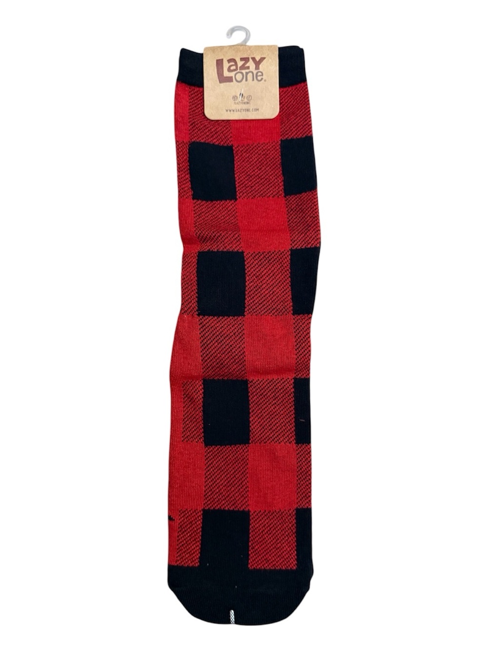 Lazy One Buffalo Plaid Crew Socks in Red and Black